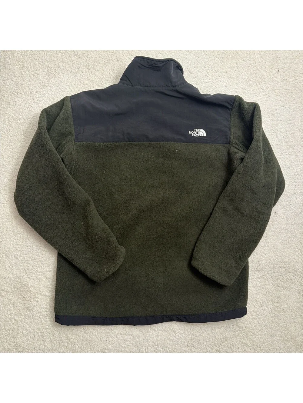 The North Face Denali Fleece Jacket Mens L Olive Green Black Polartec Full Zip